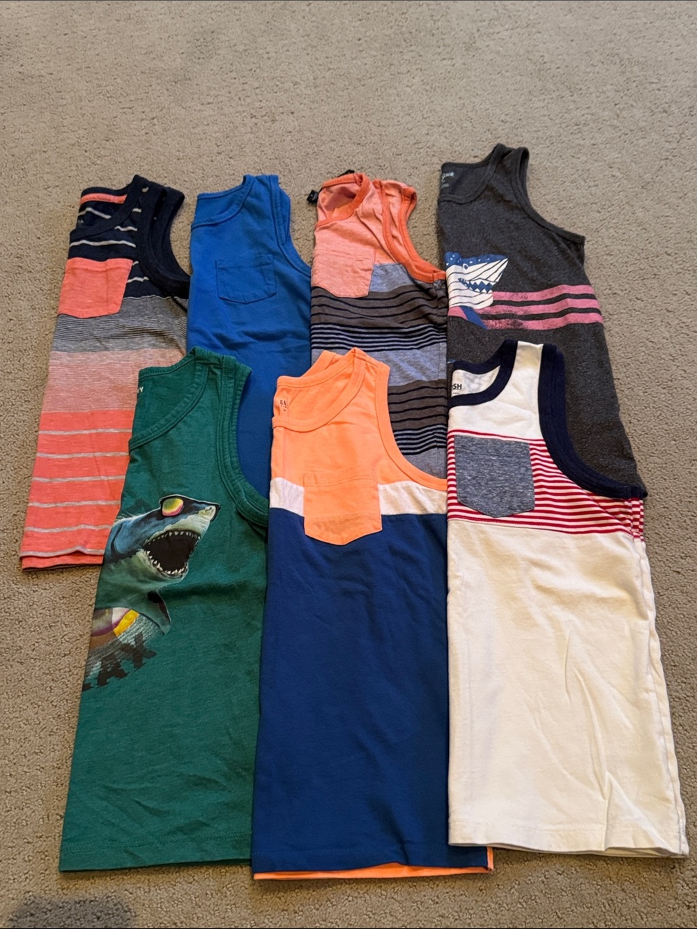 Set of boys summer tanks. Size 7 & 8
